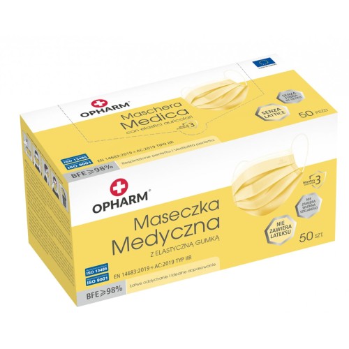 Przejdź do produktu maska chirurgiczna włókninowa na gumce żółta 50szt