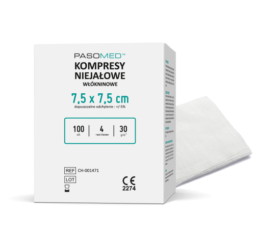 Przejdź do produktu kompres gazowy niejałowe 7,5x7,5cm pasomed 13n8w 100szt