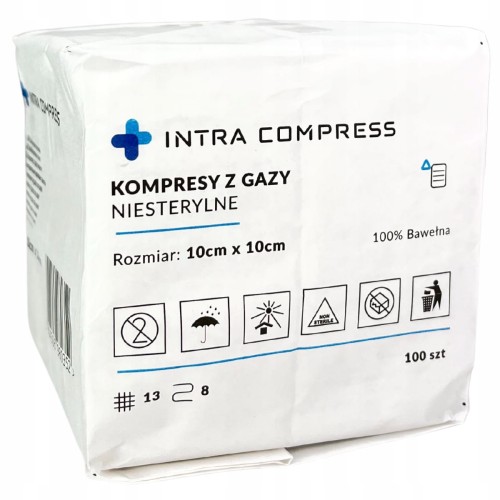Przejdź do produktu kompres gazowy niejałowy 10x10cm  intra med 13n 8w  100szt