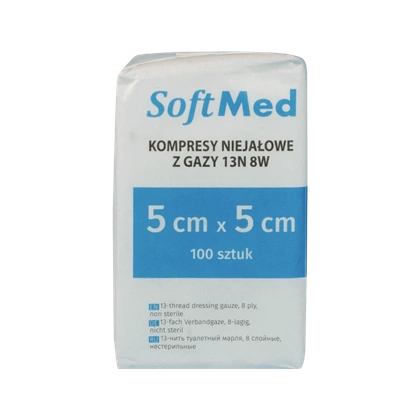 Przejdź do produktu kompres gazowy niejałowy 5x5cm uromed 13n8 w 100 szt