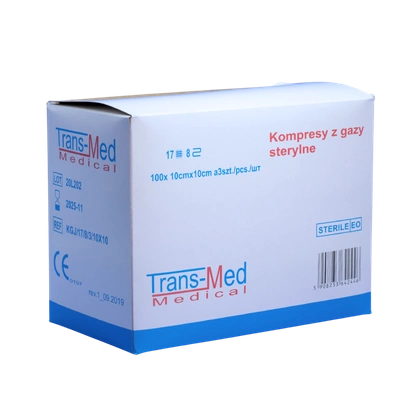 Przejdź do produktu kompres gazowy jałowy 10x10cm trans-med. 17n8w 3szt.