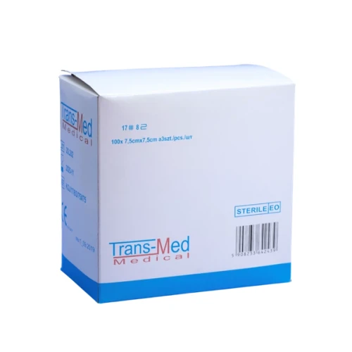 Przejdź do produktu kompres gazowy jałowy 7,5x7,5cm trans-med. 17n 8w 3szt.