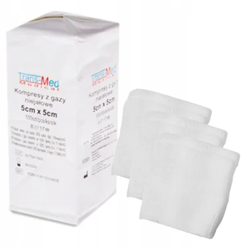 Przejdź do produktu kompres gazowy niejałowy 5x5cm trans-med. 13n8w 100szt.